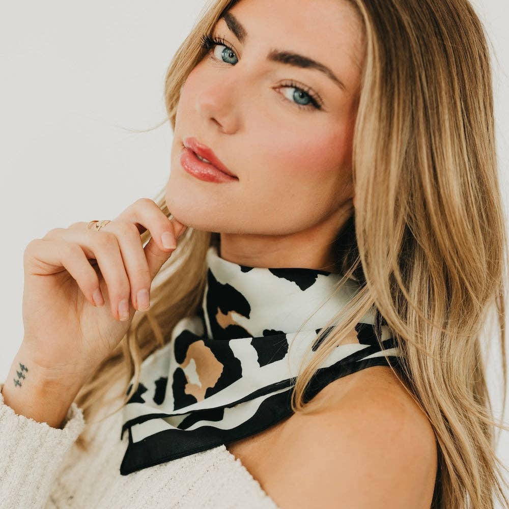 Sylvie Leopard Square Scarf, 2 prints