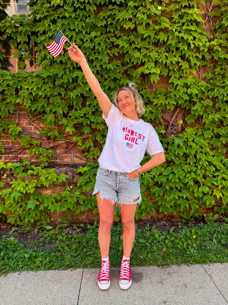 Midwest Girl Flag Tee in White