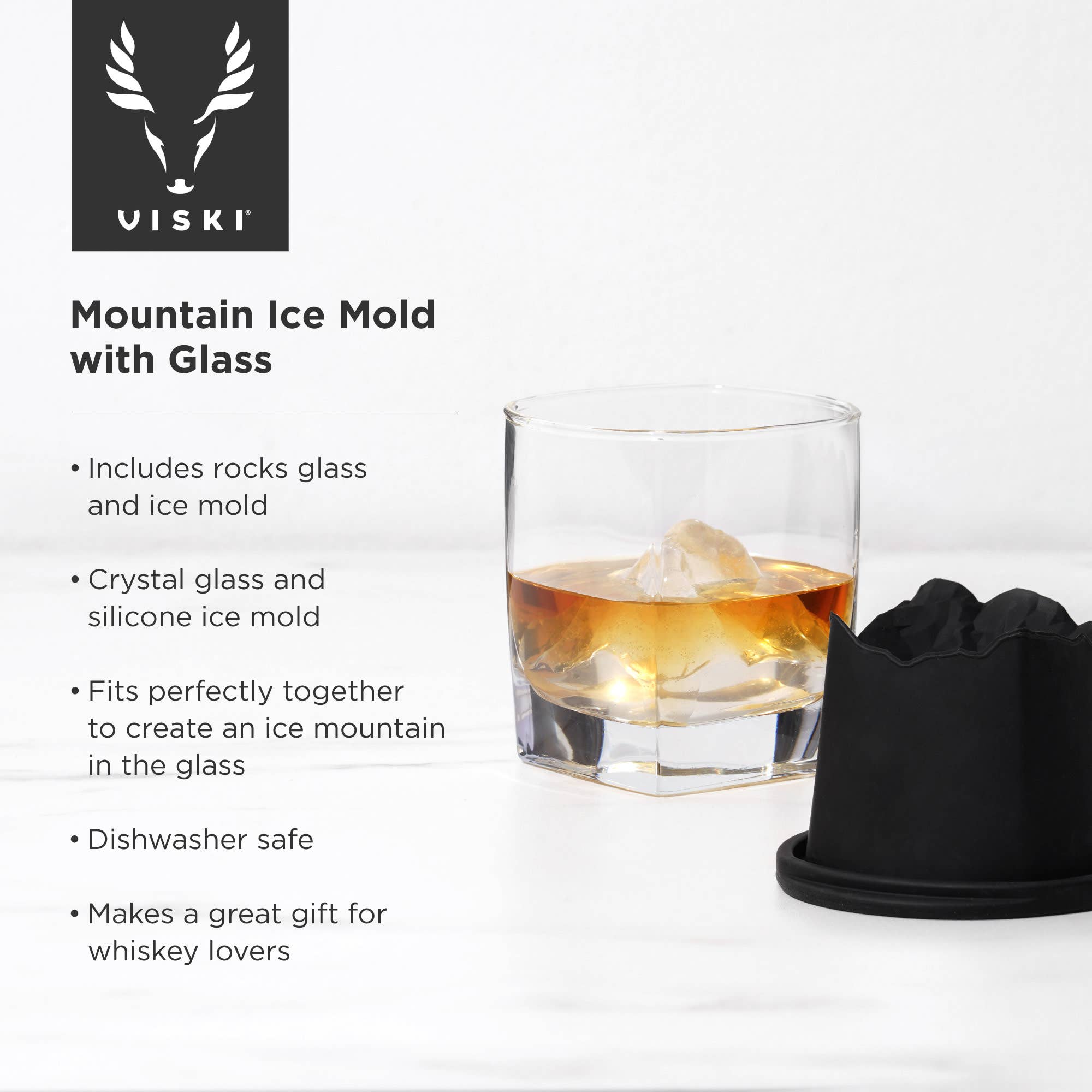 Glacier Rocks® Mountain Ice Mold and Crystal Whiskey Glass