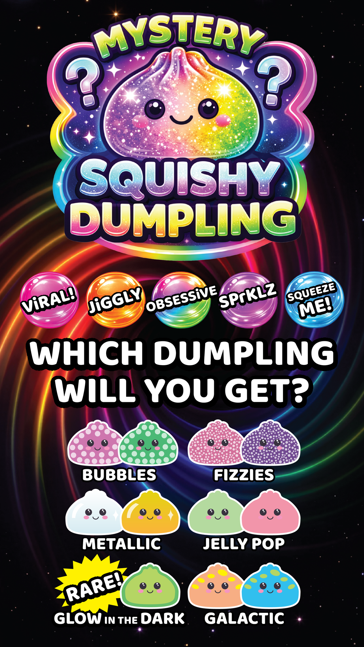 Novelty Brands Fun Doh Mystery Dumpling squishy toy, 12-piece display box