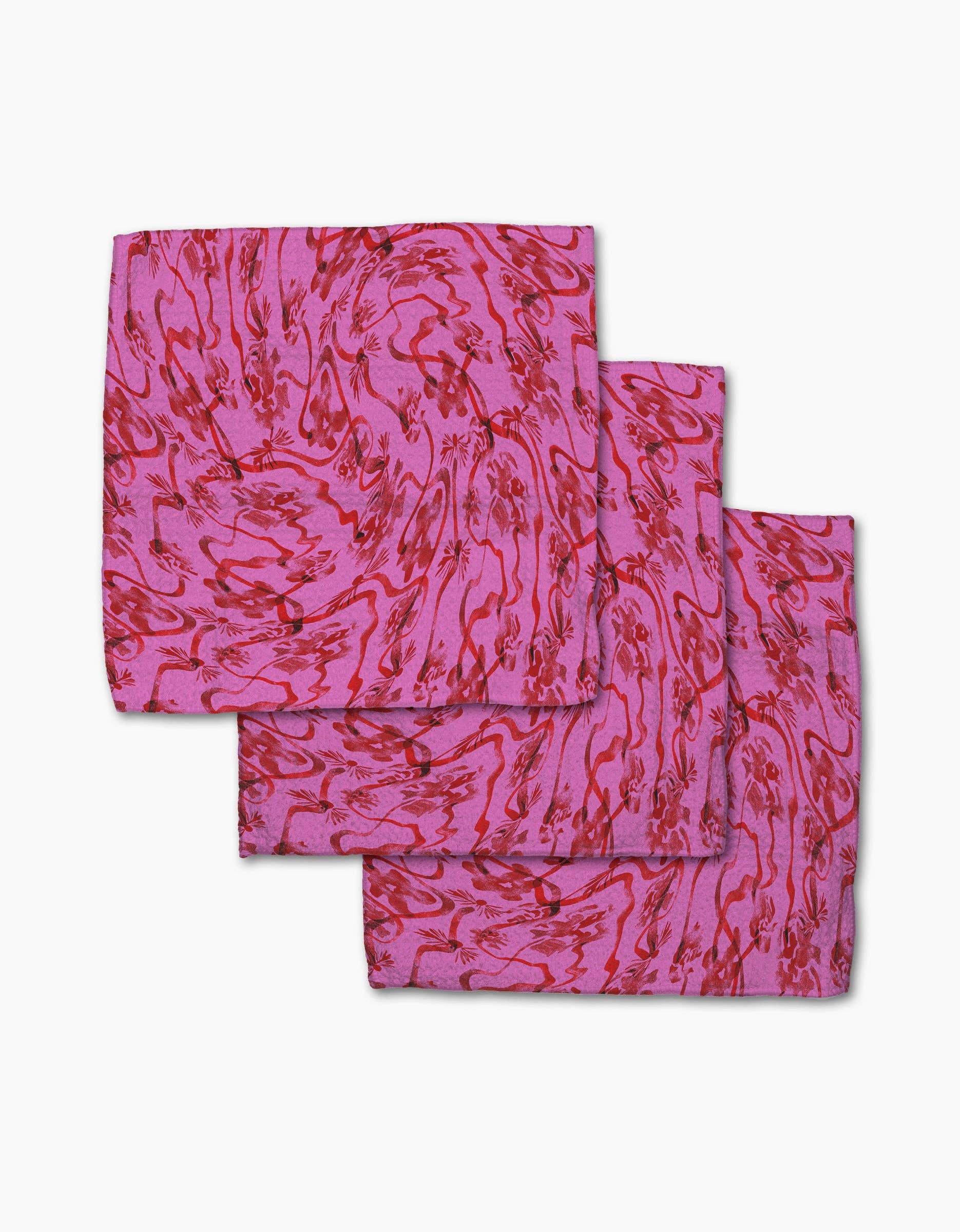 Floral Swirls Pink Dishcloth Set