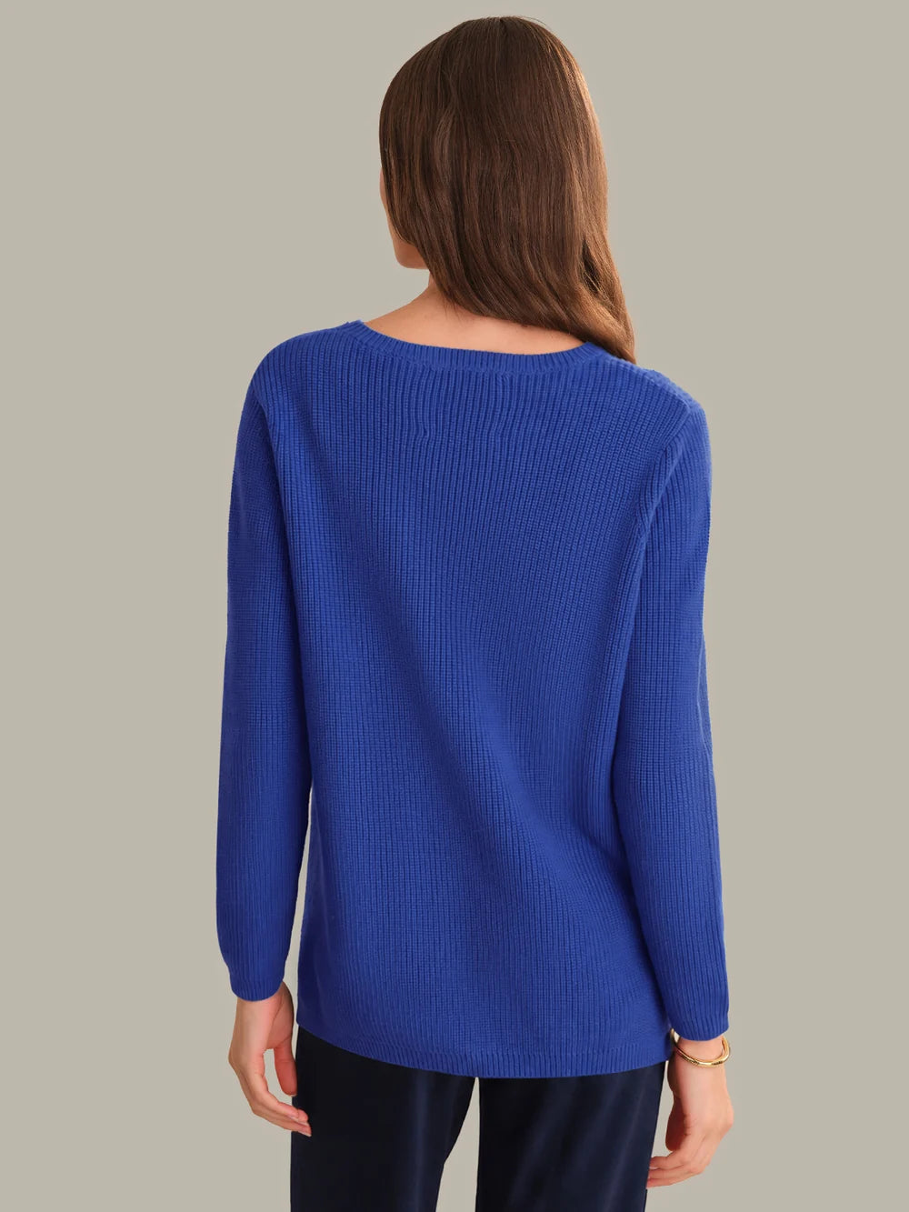 Emma Crewneck Shaker Sweater, Blue Lolite