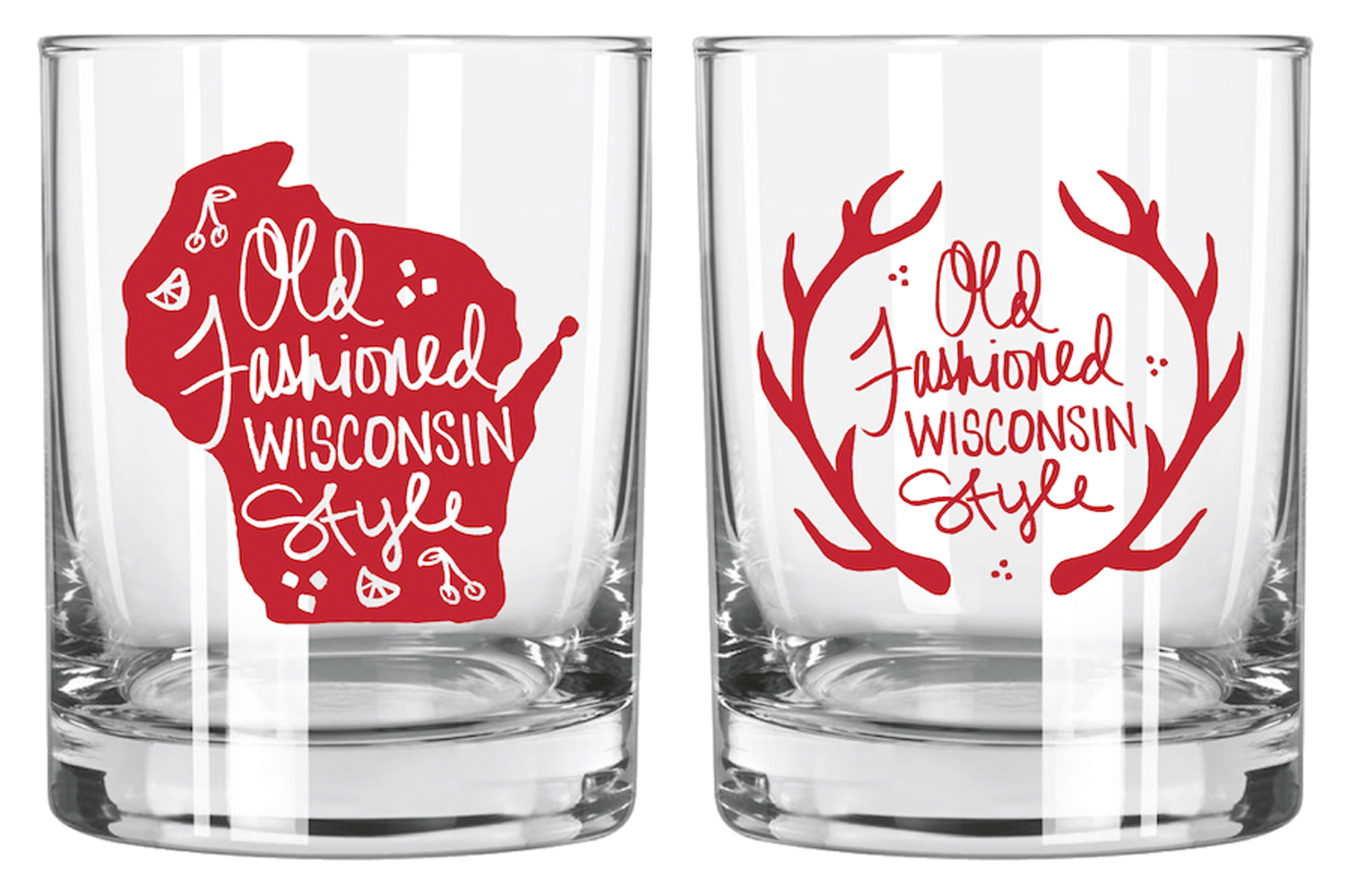 Red Wisconsin Old Fashioned Glass