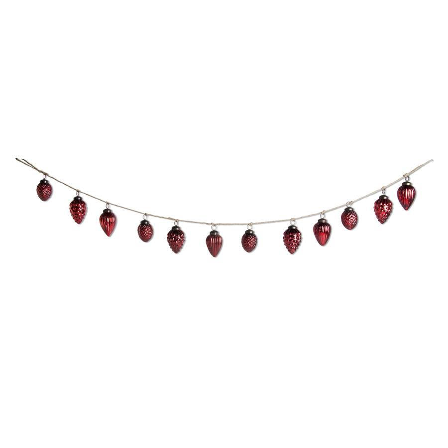 48" Red Mercury Glass Acorn Garland