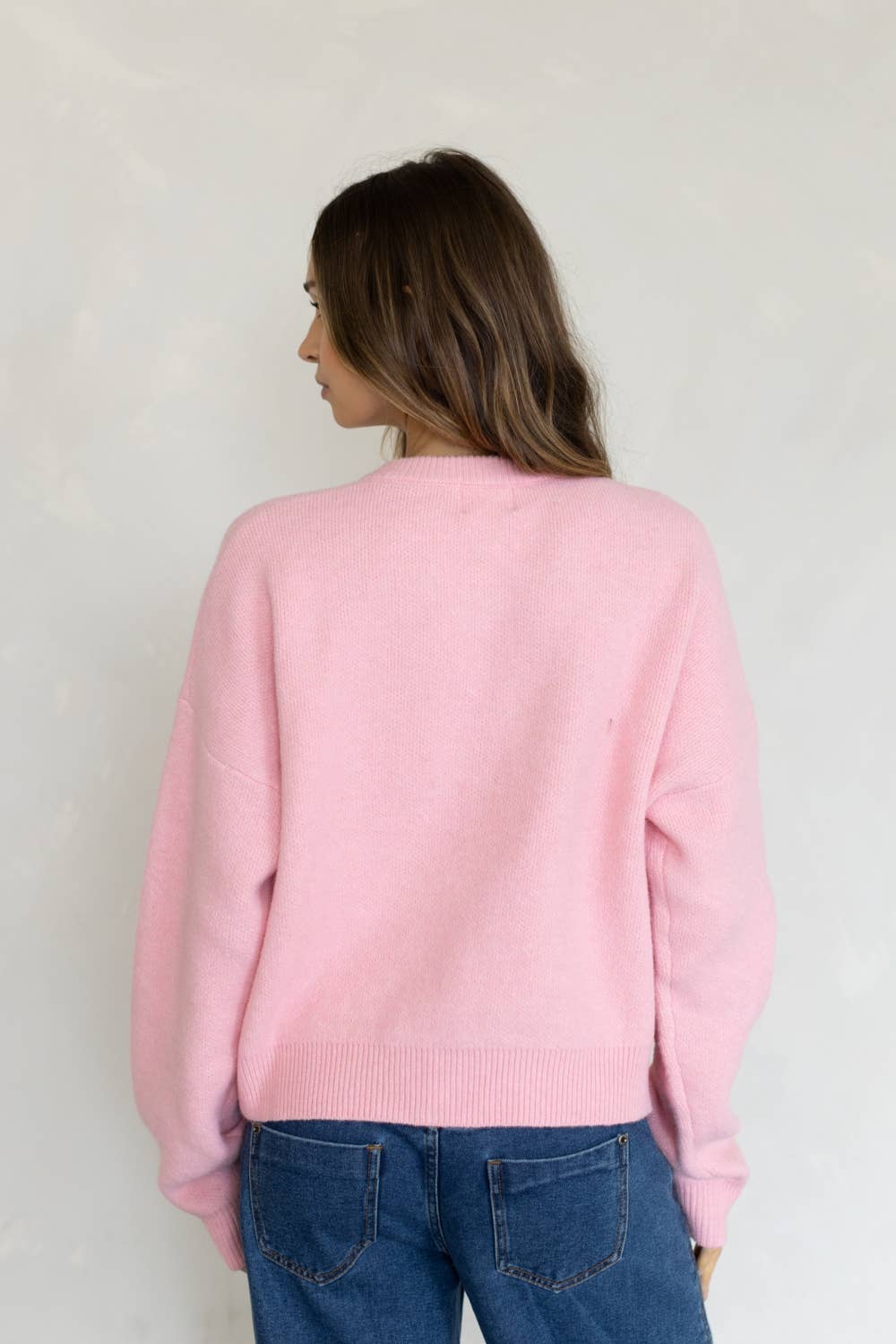 Alyssa Cardigan by Things Between in Cotton Candy with oversized buttons