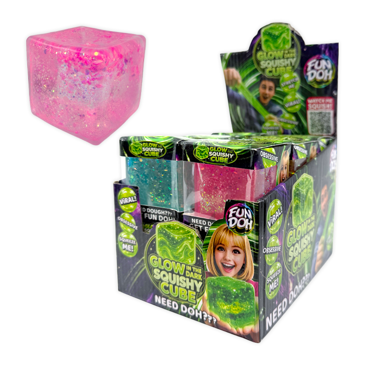 Fun Doh Glow-in-the-Dark Squishy Sparkle Cube