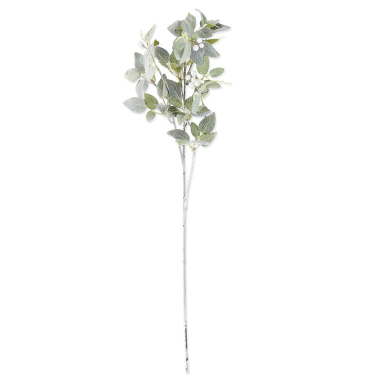 Glittered & Flocked Fittonia Stem w/White Berries, 36"