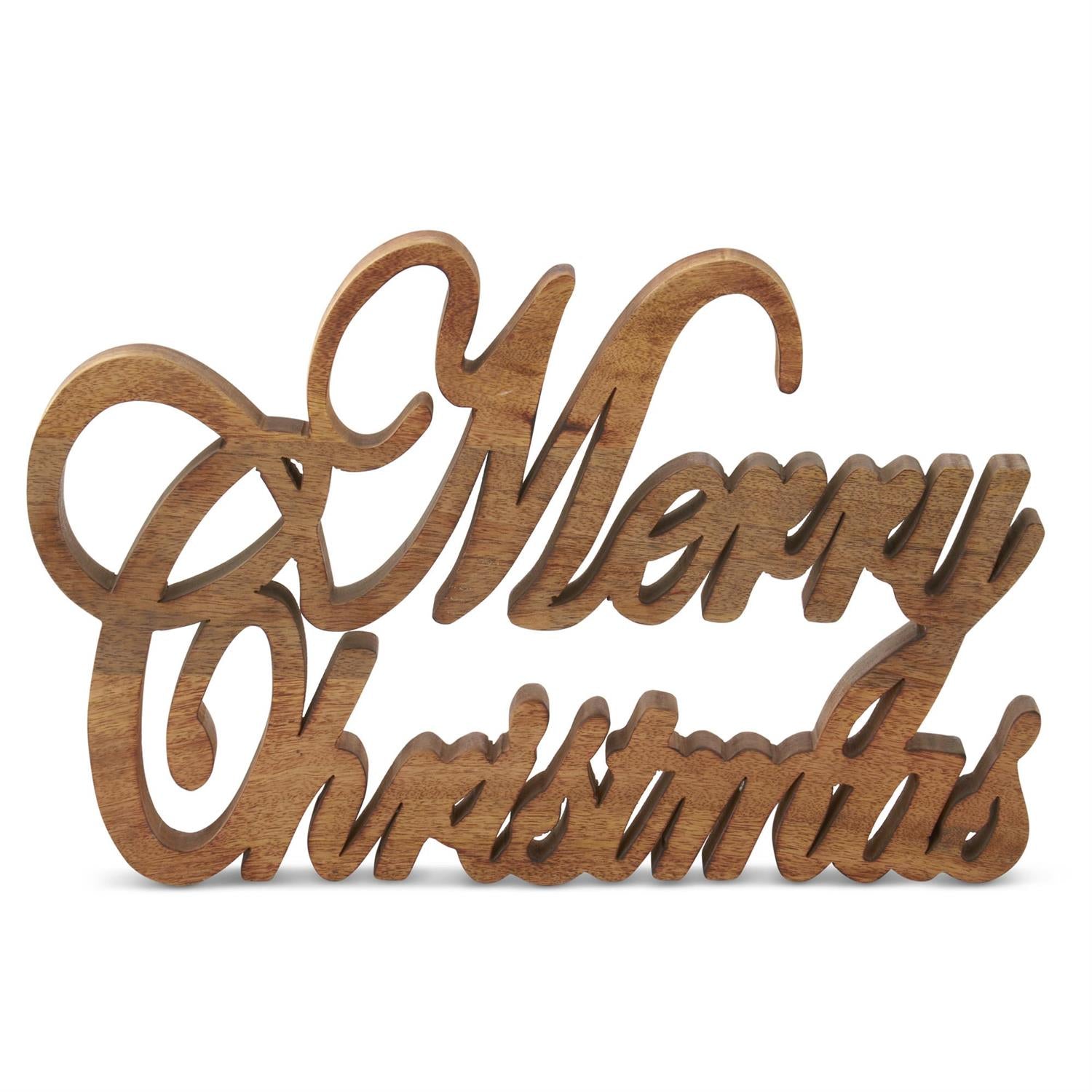 17 Inch Dark Brown Wood MERRY CHRISTMAS Cutout