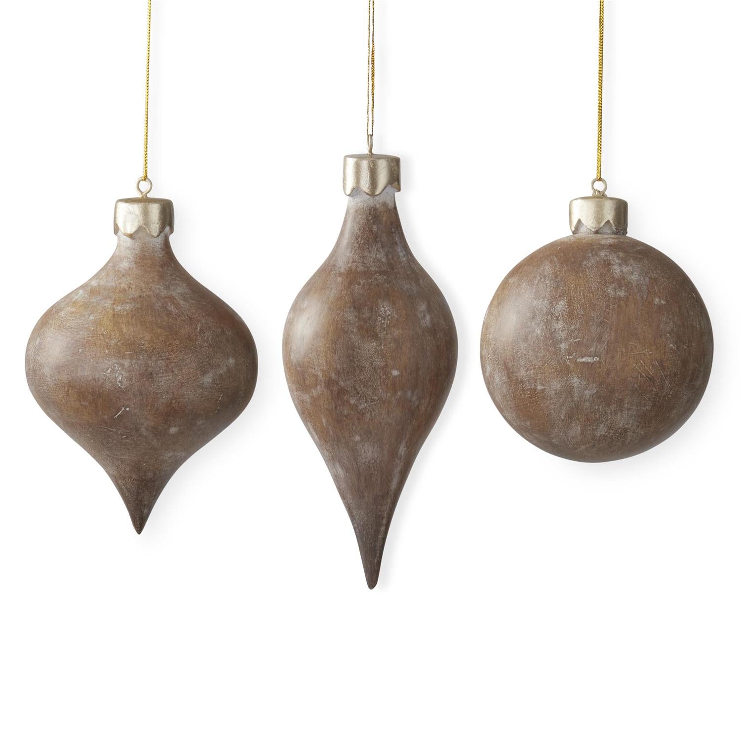 Assorted Brown Resin Faux Wood Ornaments, 3 styles