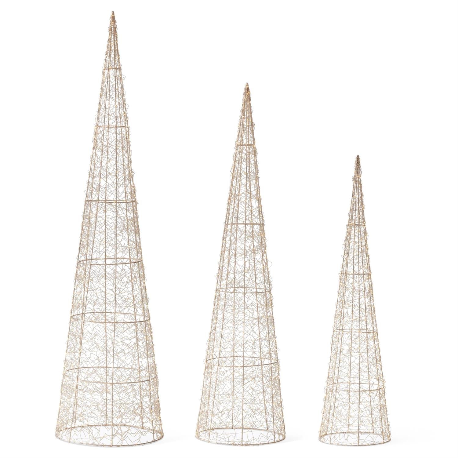 Electric LED Silver Cone Trees, 3 sizes