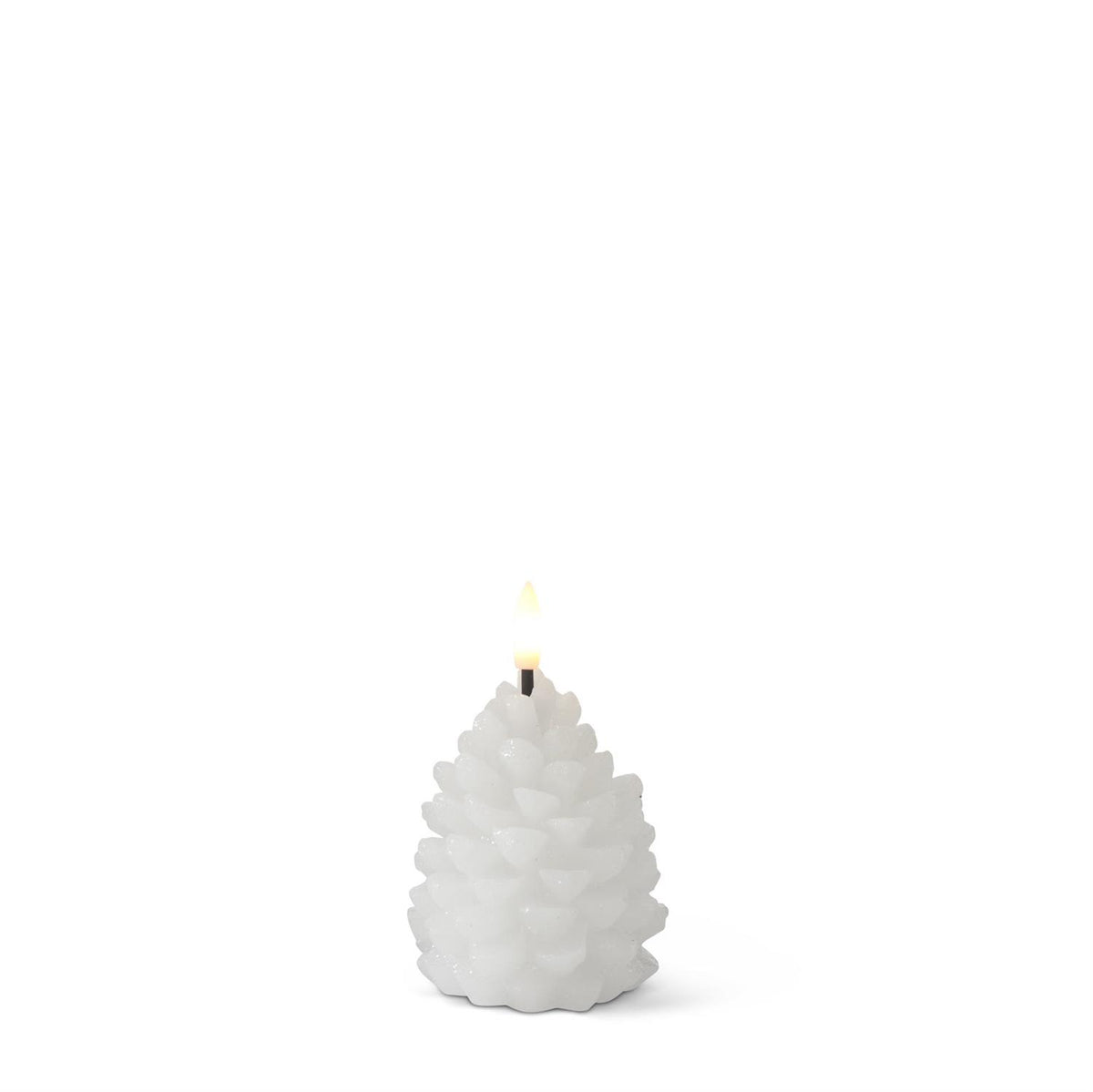White Wax LED Pinecone Flicker Flame Candle, 5"