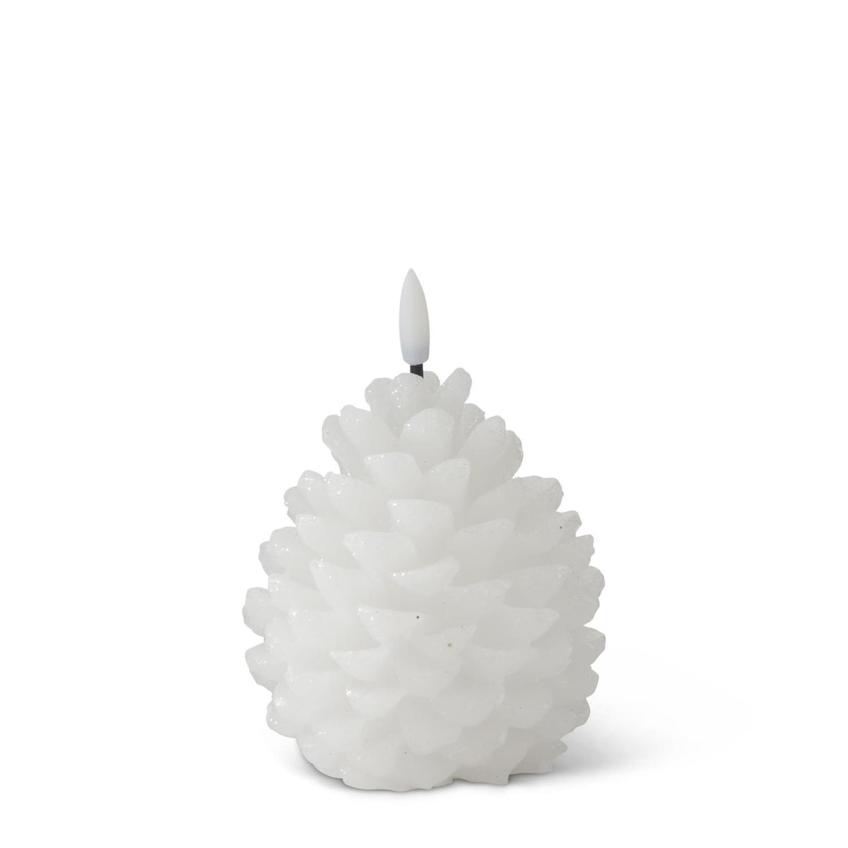 White Wax LED Pinecone Flicker Flame Candle, 5.5"