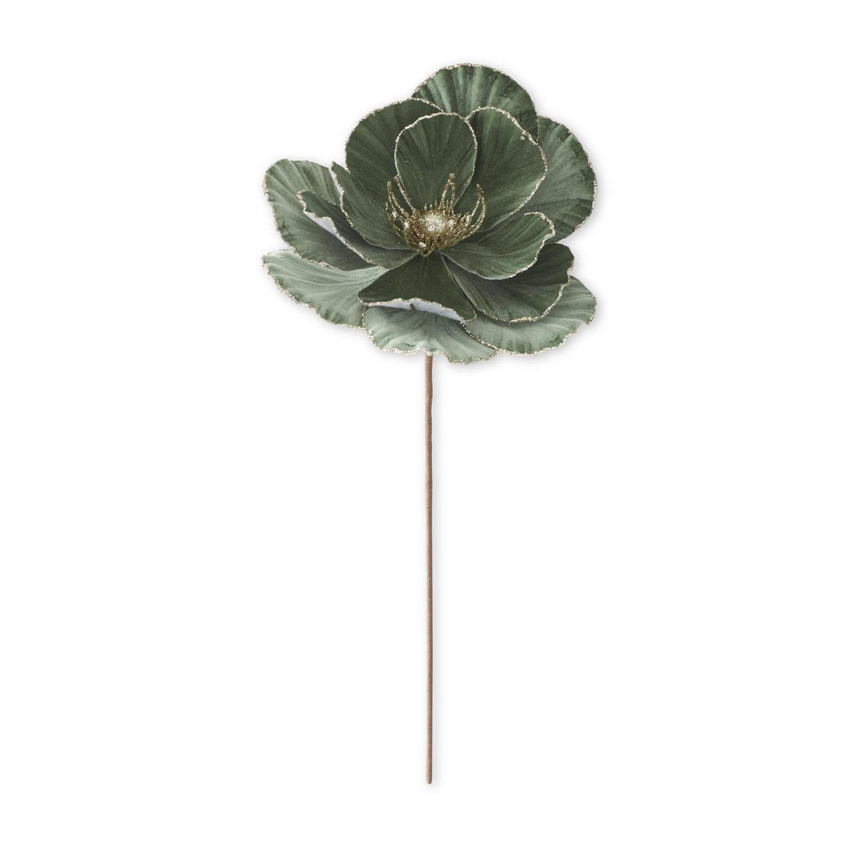 Sage Velvet Champagne Glittered Lined Magnolia, 20"