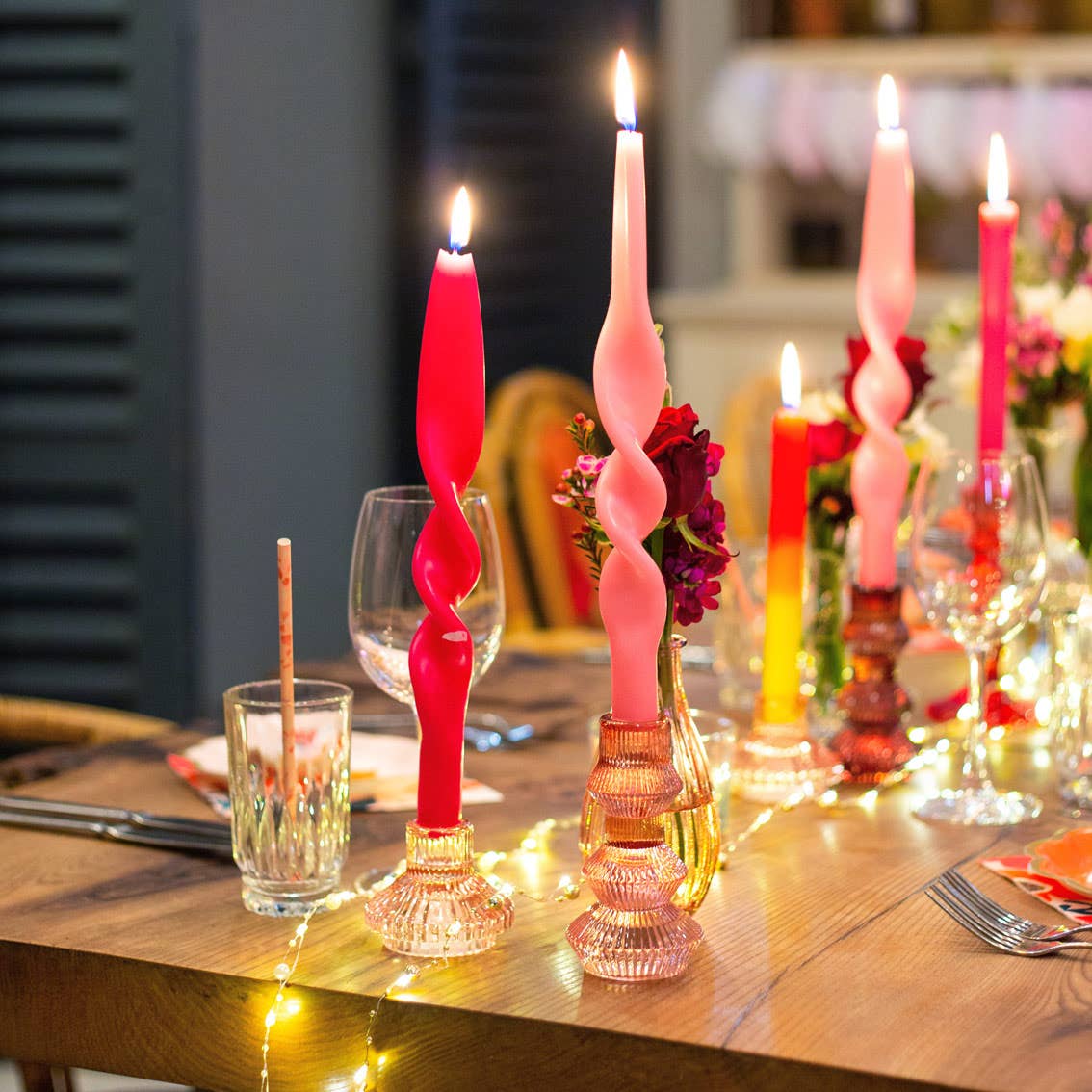 Small Pink Glass Candle Holder