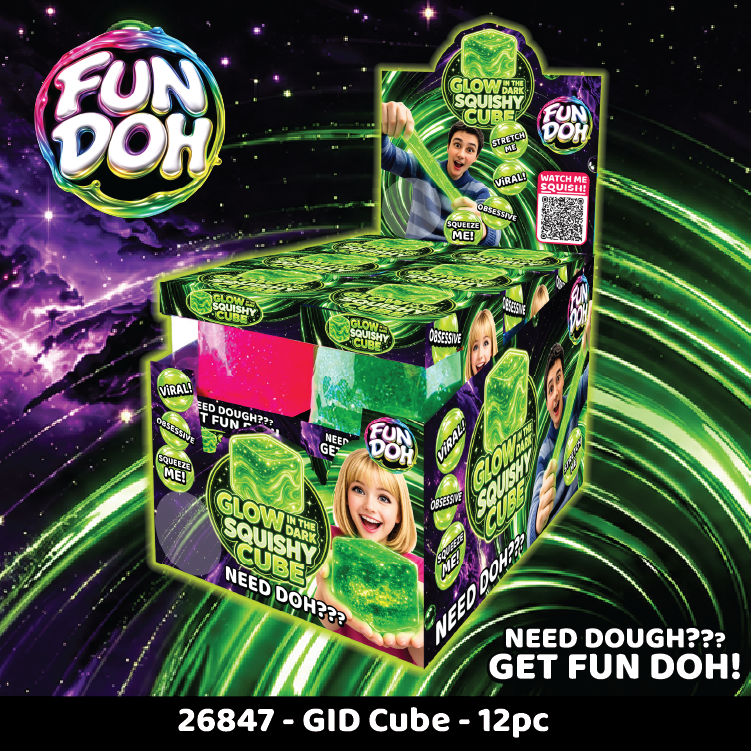 Fun Doh Glow-in-the-Dark Squishy Sparkle Cube