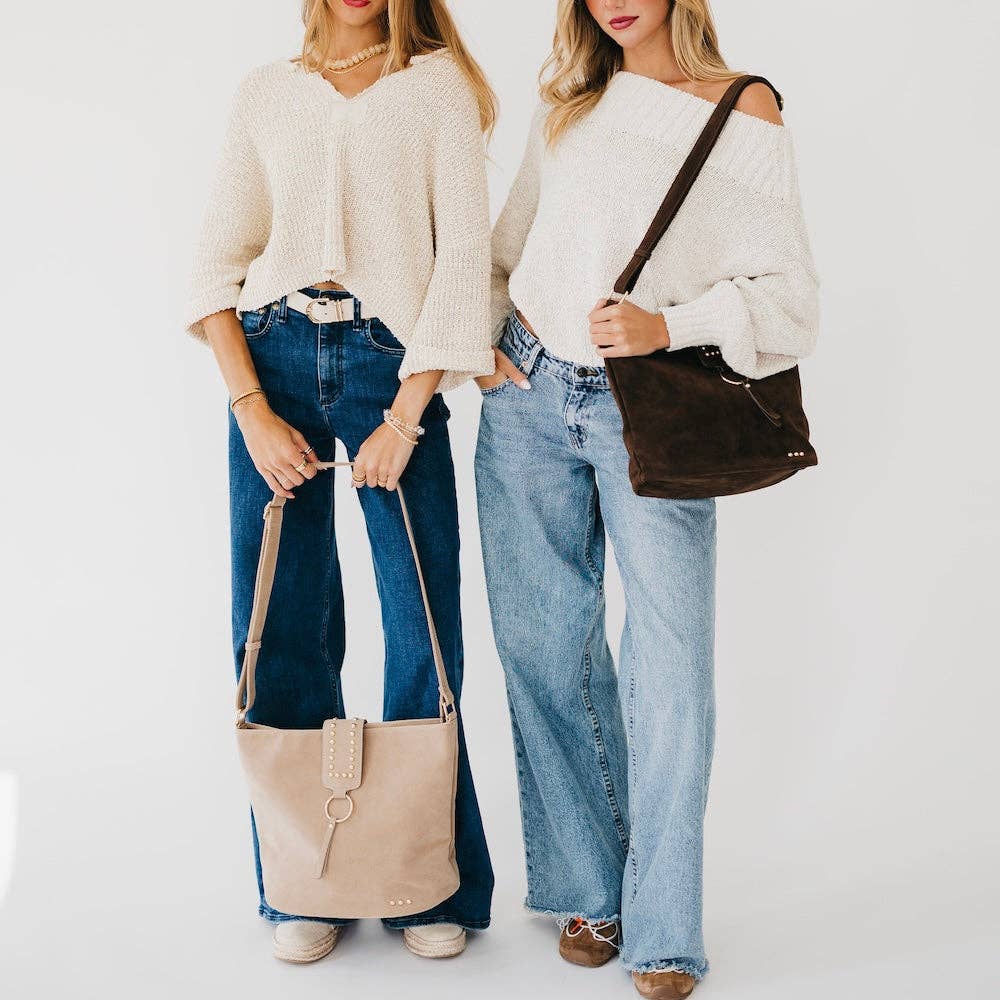 Pretty Simple Rosemary faux suede bucket bag