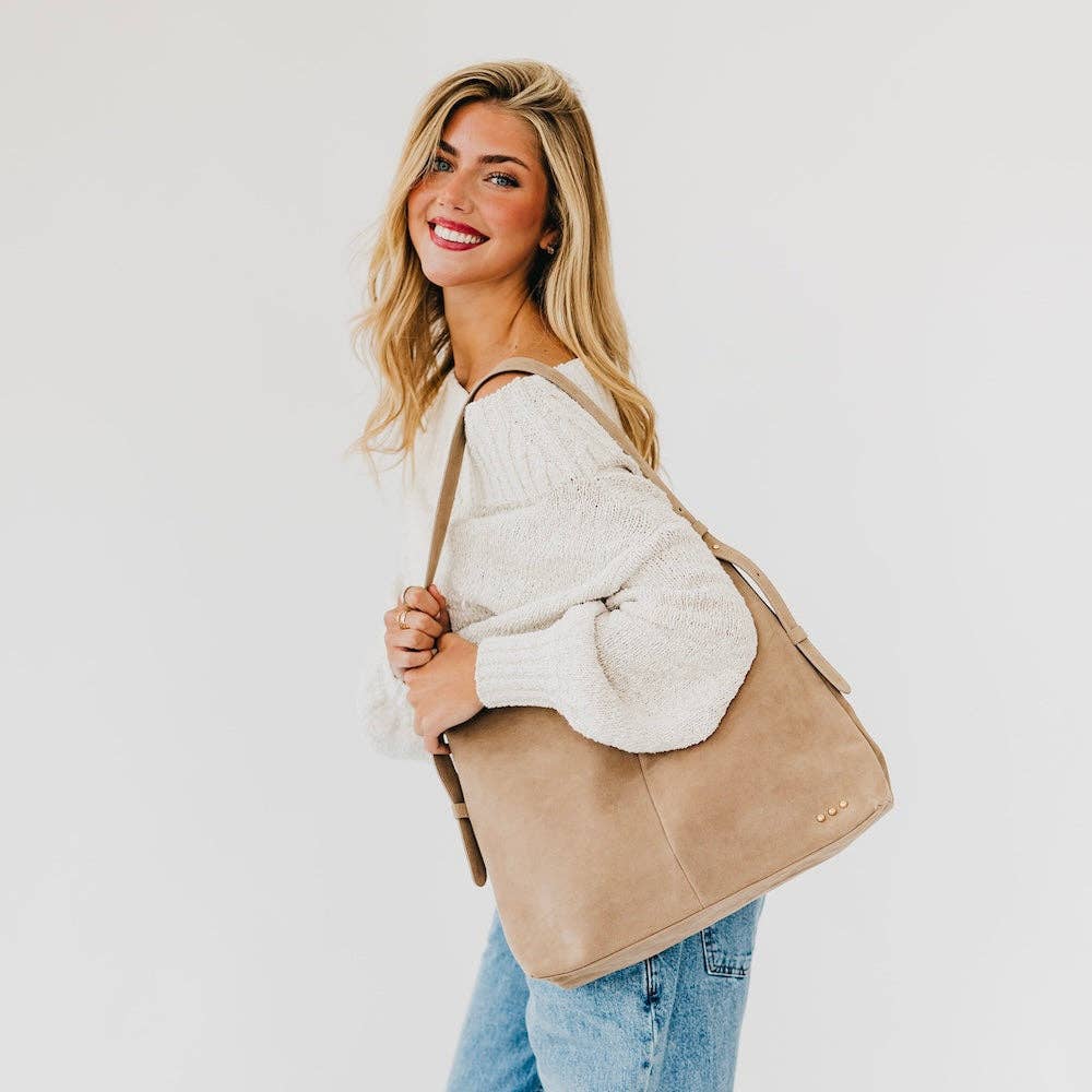 Pretty Simple Evie faux suede hobo shoulder bag