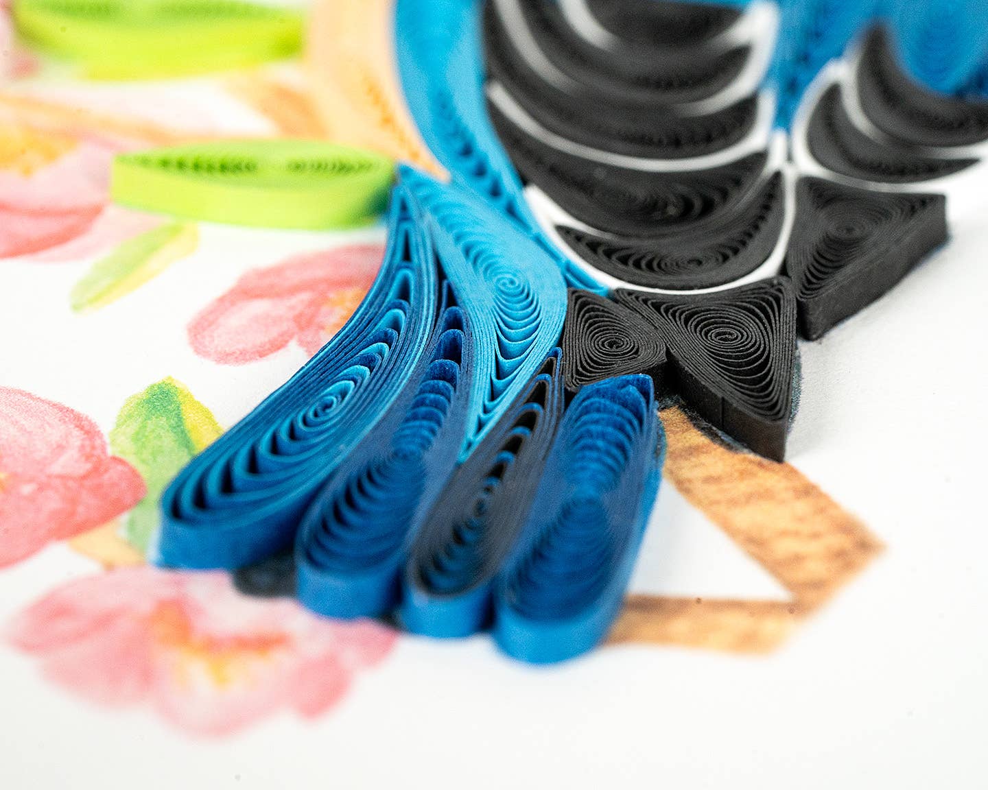 Quilled Bluebird on Flower Branch Greeting Card