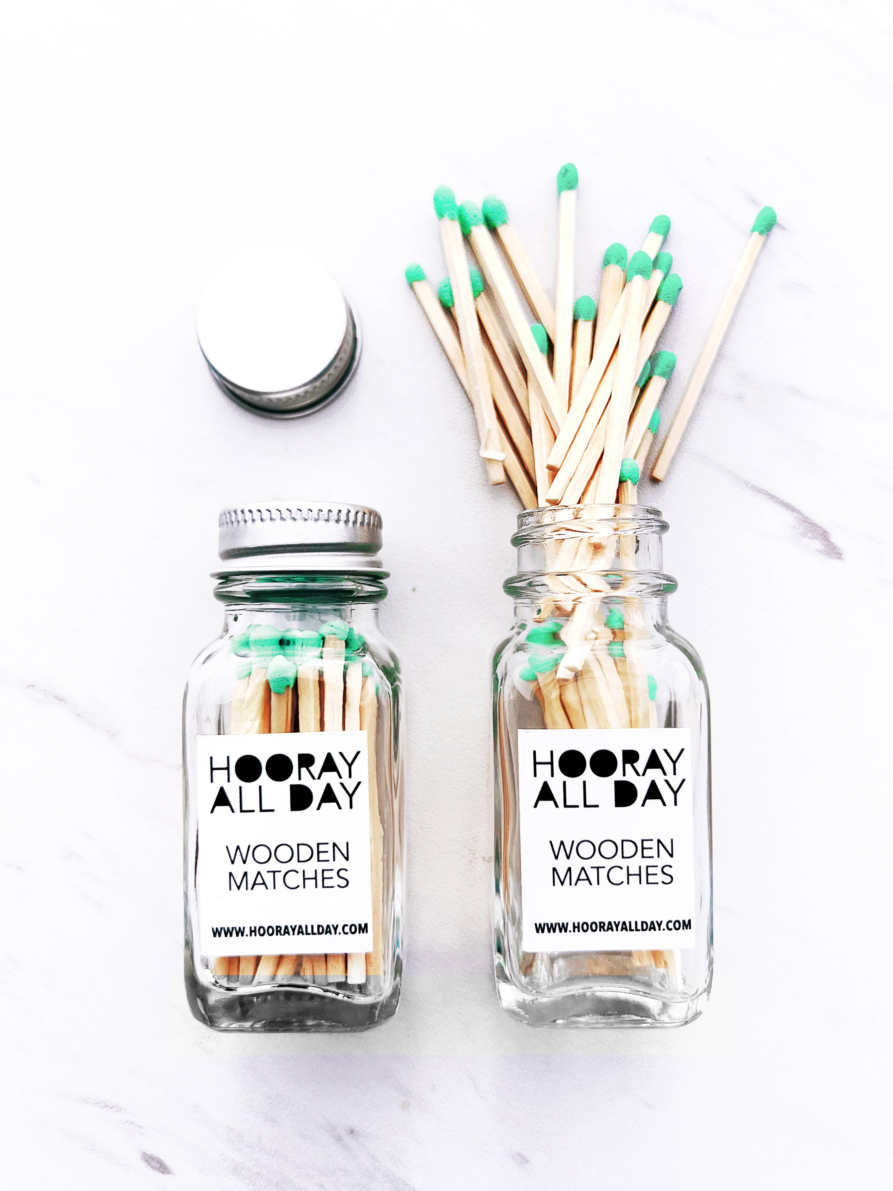 Colorful Wooden Matches In Little Glass Bottle - New Colors!: Kelly Green