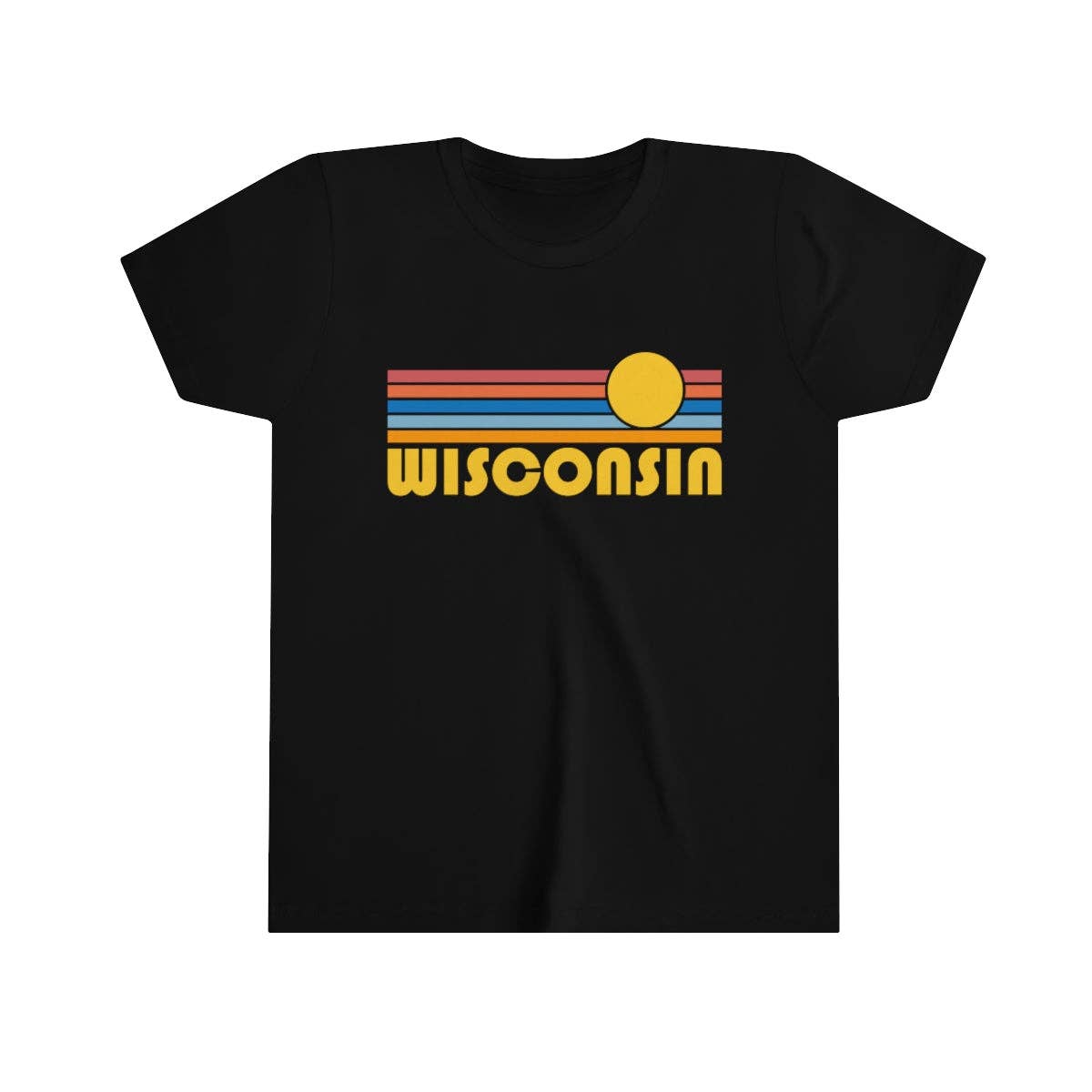 Wisconsin Youth T-Shirt - Retro Sun Wisconsin Kid's TShirt