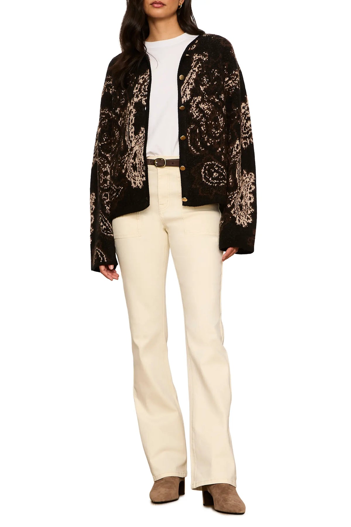 Jacquard Knit Jacket, Black Paisley