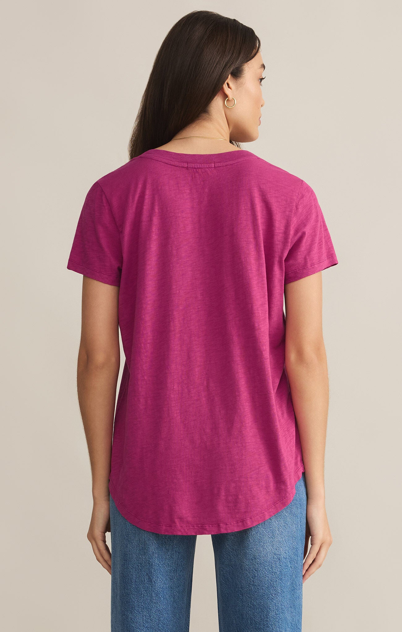 Asher V-neck Tee, Magenta