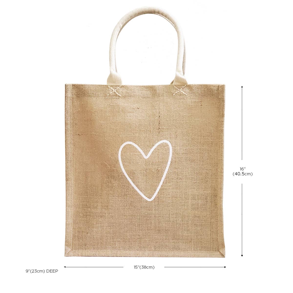 Handmade Burlap Jute Tote l Market Bag - Love: With Pompom