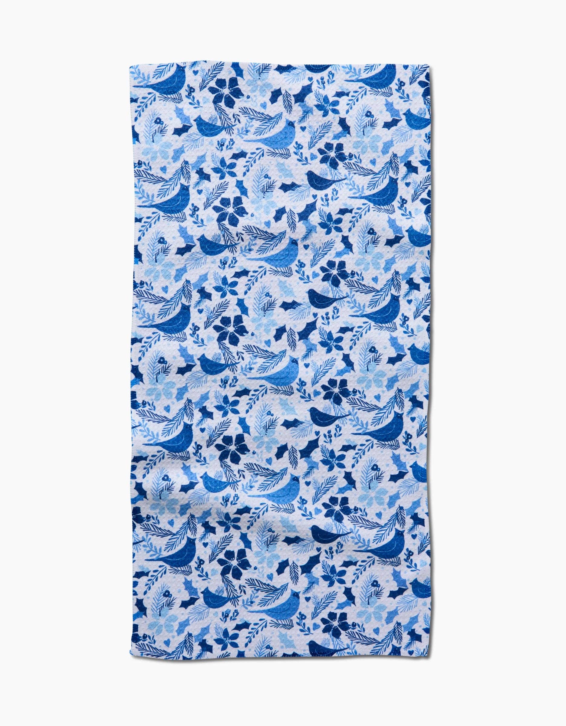 Winter Blue Birds Bar Towel