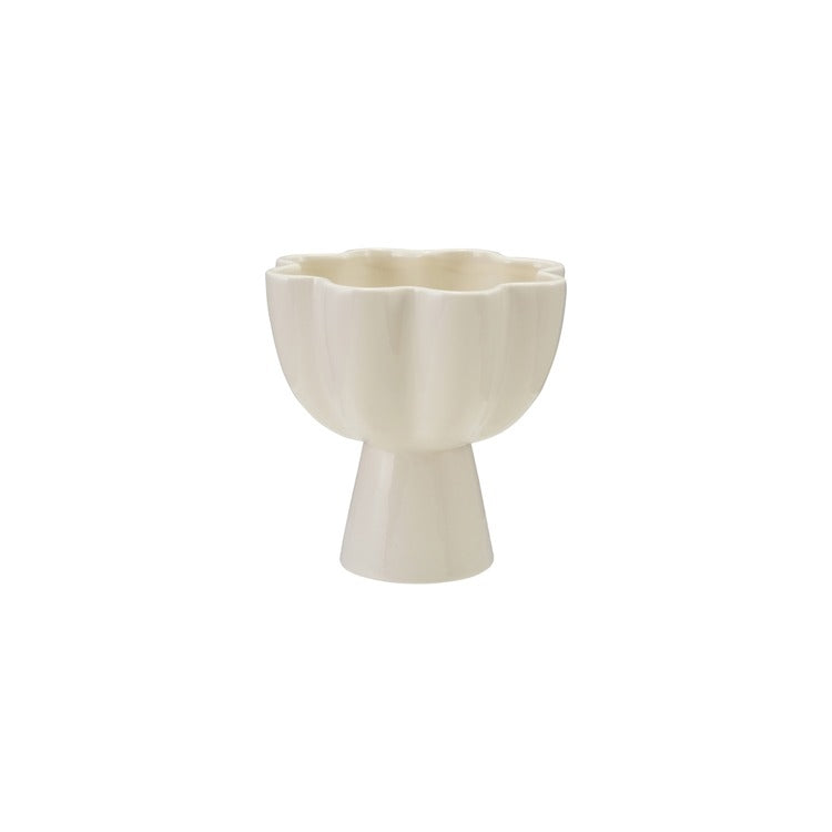 Stoneware Flower Shaped Pedestal Bowl