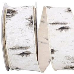 BIRCH TREES BARK FOREST WIRED EDGE RIBBON