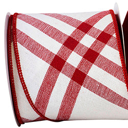 PEPPERMINT CANVAS DELUXE RED BACKED WIRED EDGE RIBBON