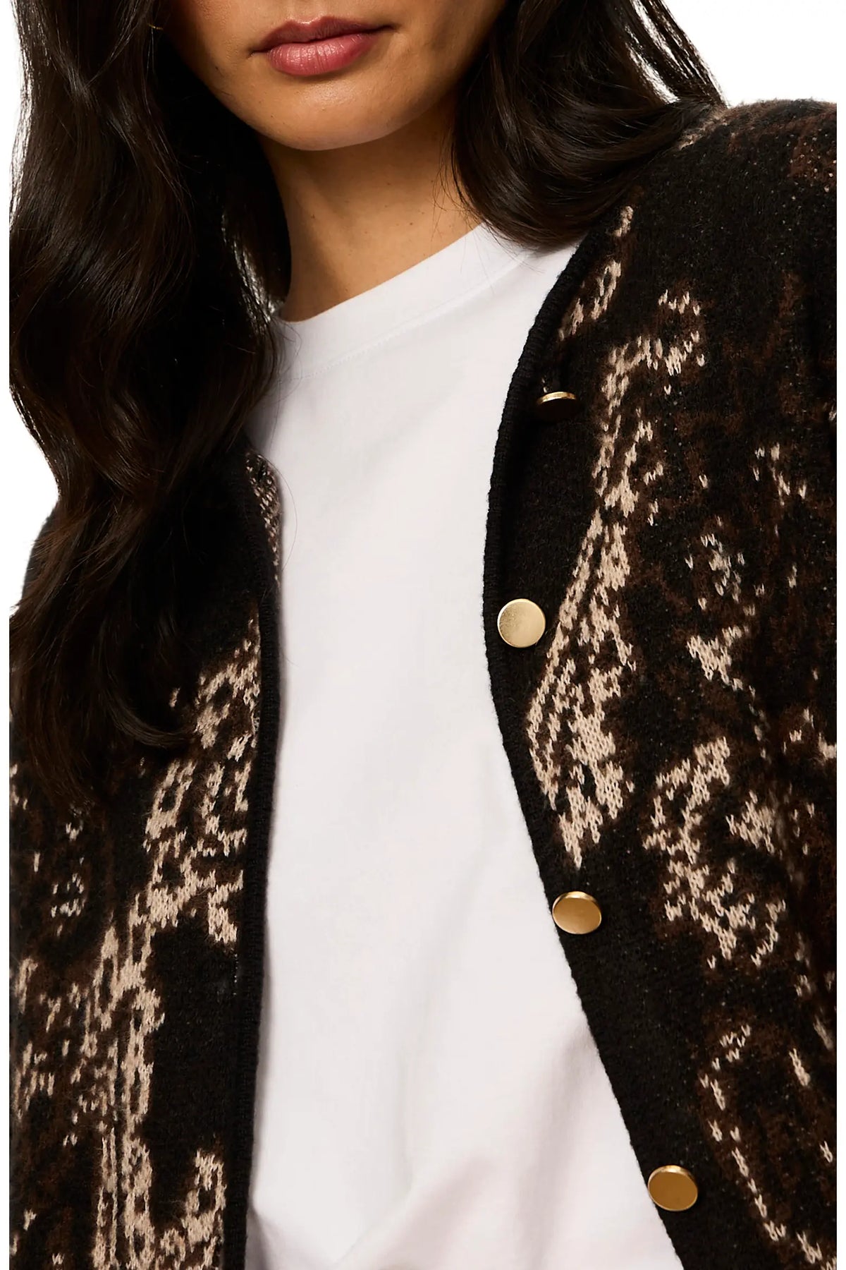 Jacquard Knit Jacket, Black Paisley