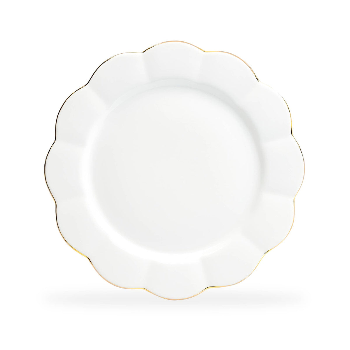 Grace Teaware white gold scallop 11 inch porcelain dinner plate, detail view