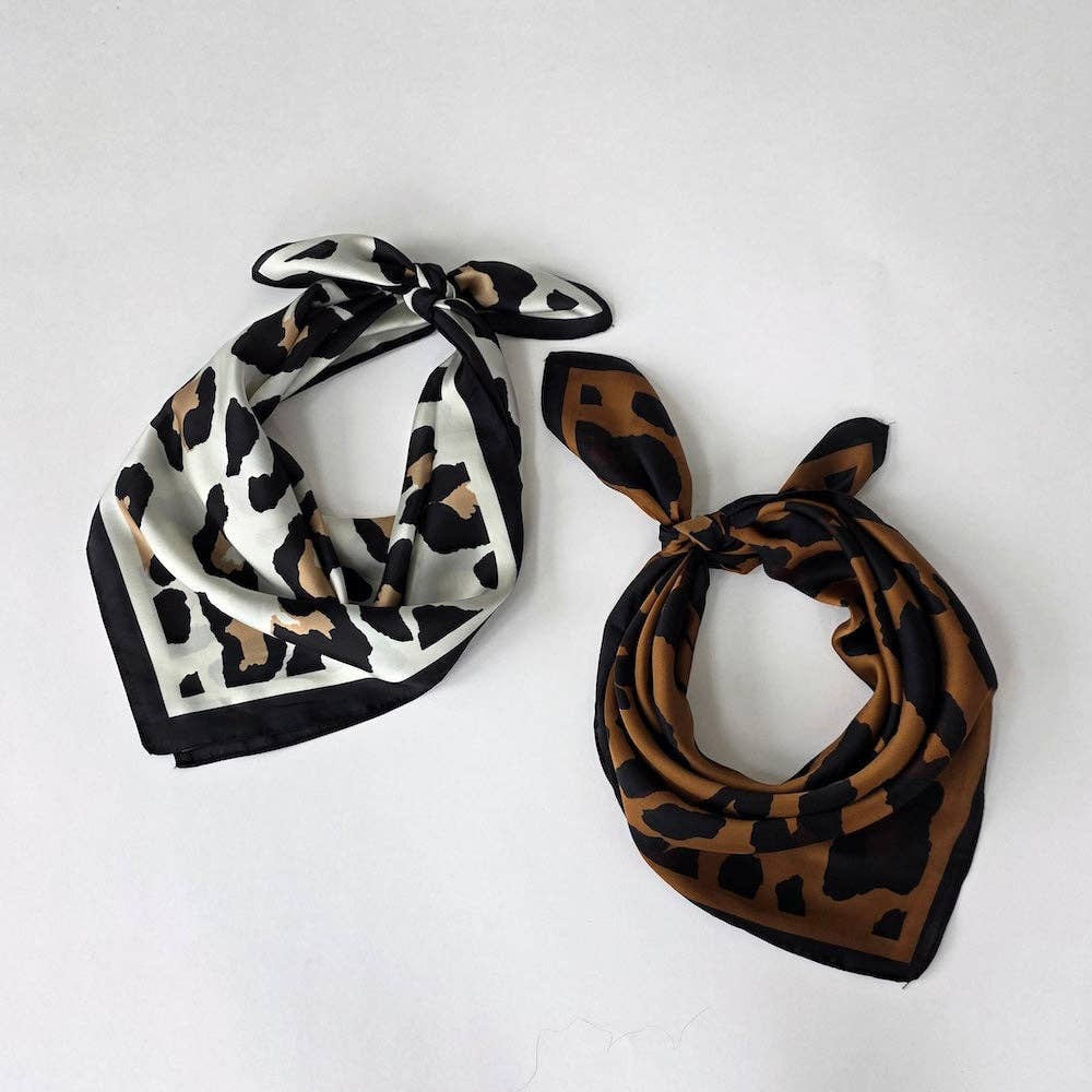 Sylvie Leopard Square Scarf, 2 prints