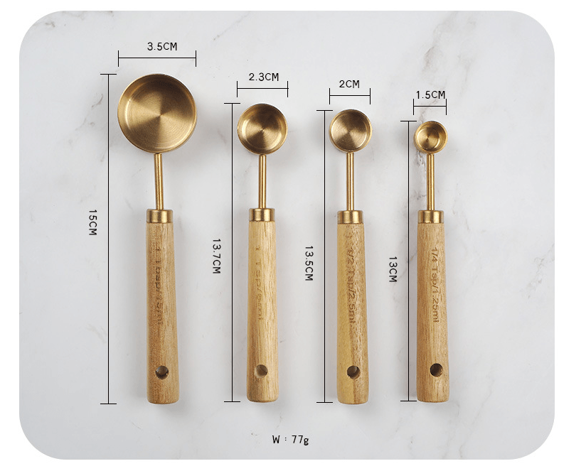 Gold Stainless Steel Measuring Cups & Spoon Set