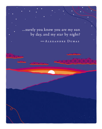 Anniversary greeting card by Compendium with sun and stars artwork, reads Surely you know you are my sun by day