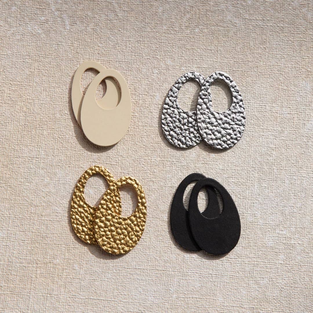 Black Olivia Leather Hoop Earrings