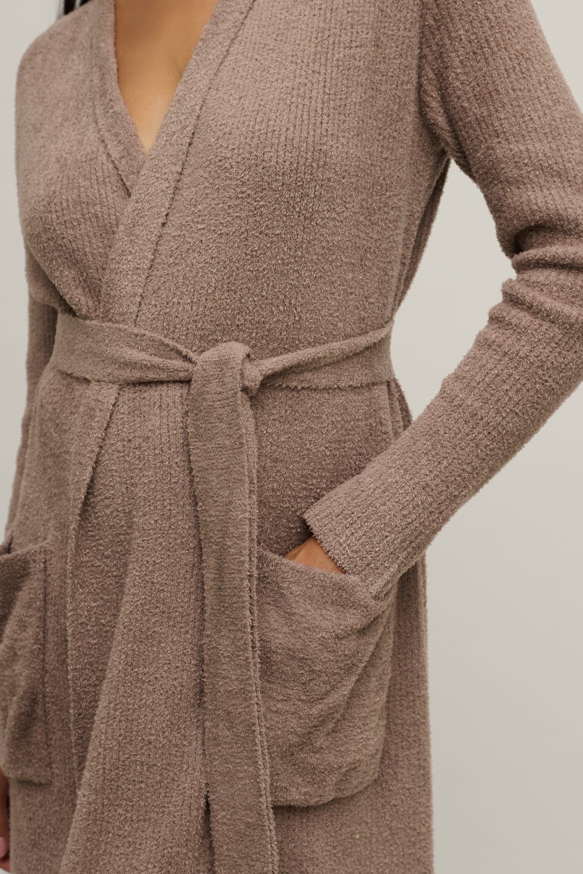 Barefoot Dreams CozyChic Lite ribbed robe in sable