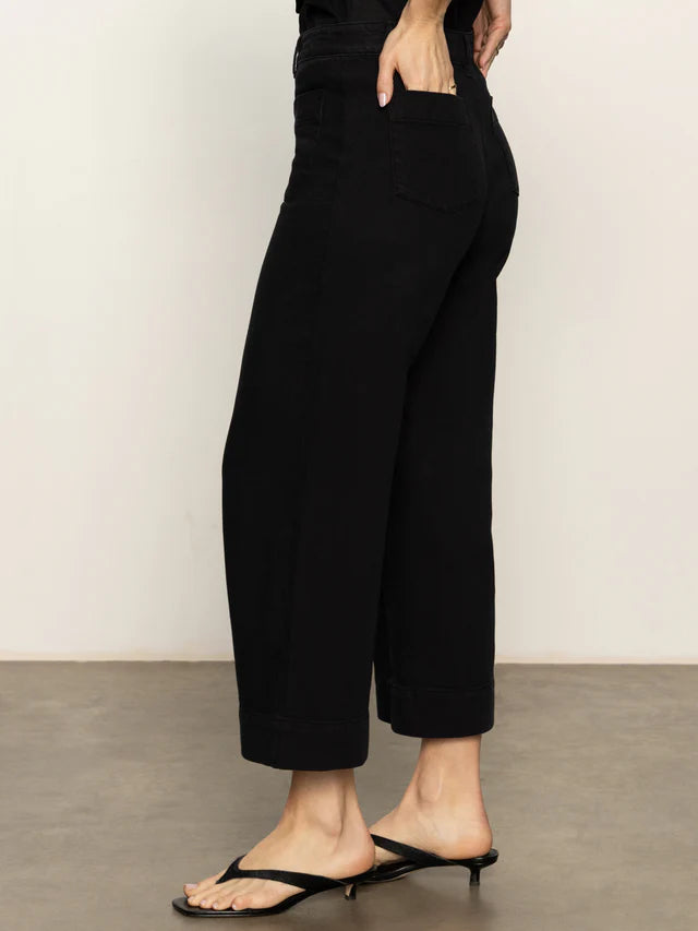 Soft Marine Wide leg Crop, Black