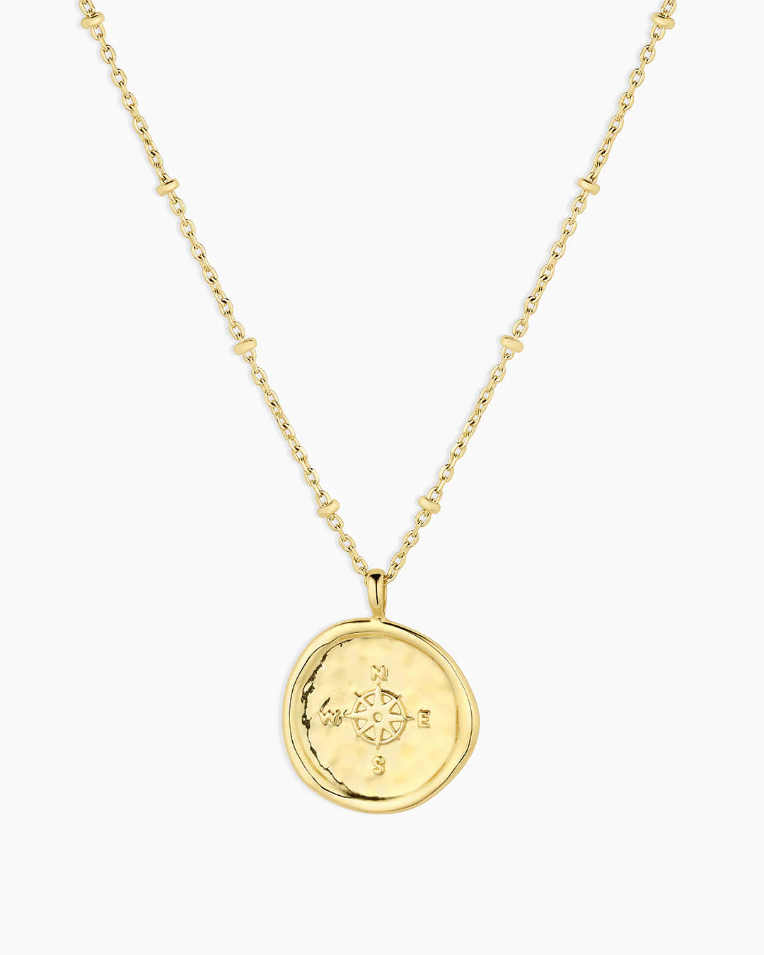 Compass Coin Necklace, Gold