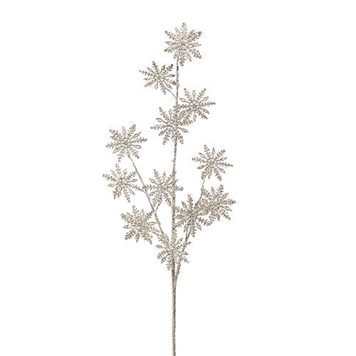 Glittered snowflake spray, white, 30 inches, holiday floral