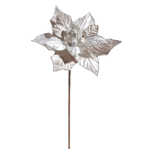 White poinsettia pick, 18 inches, holiday floral