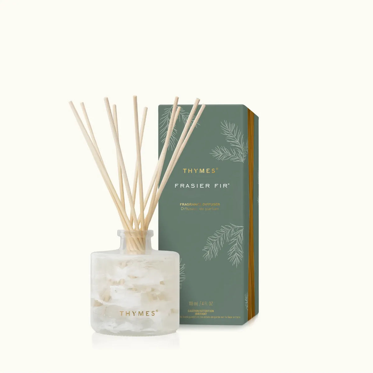 Thymes Frasier Fir Tidings petite reed diffuser, 4oz