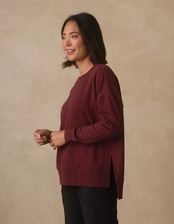 Fleece Puremeso Splitside Pullover, Port Wine
