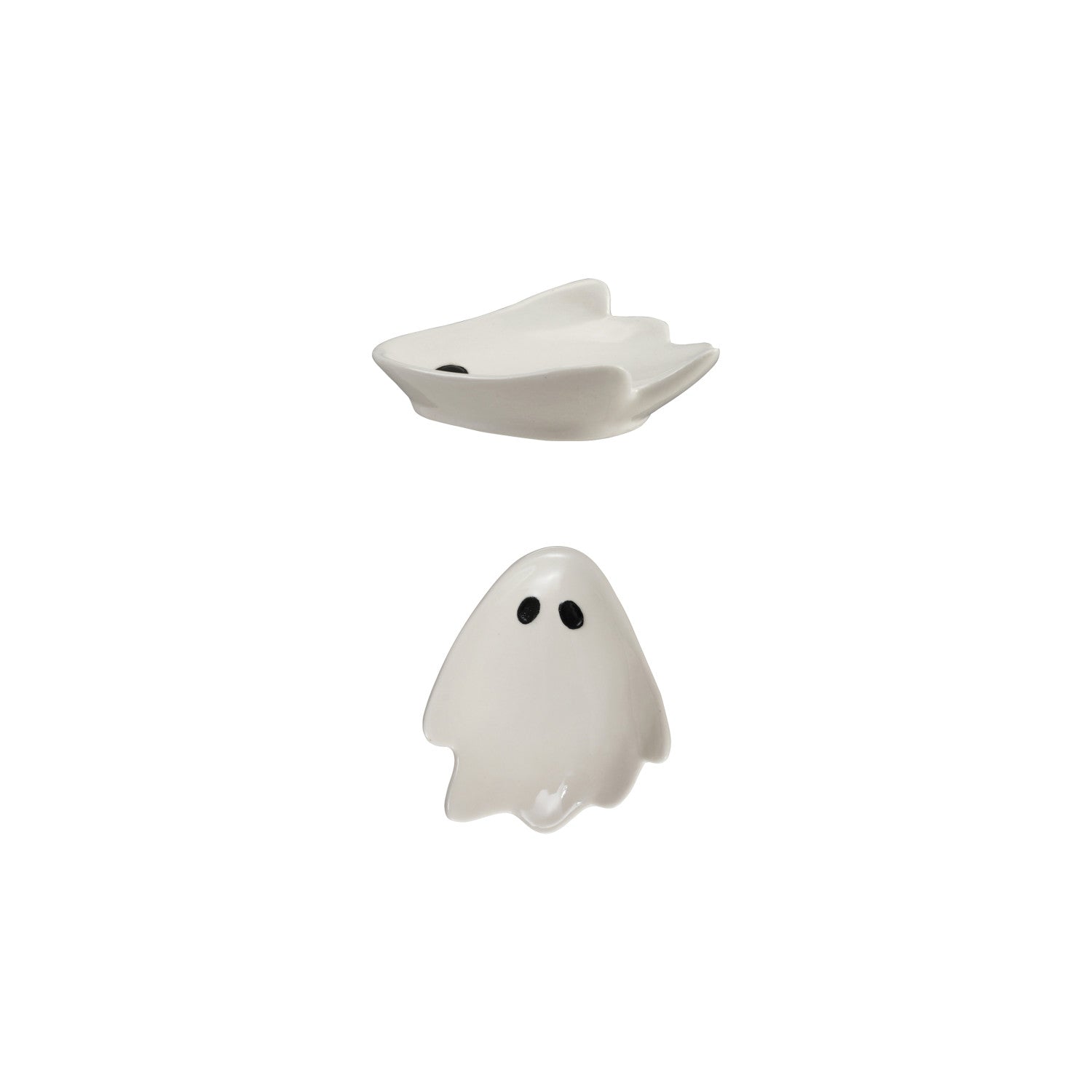 Stoneware Ghost Shaped Dish, White & Black