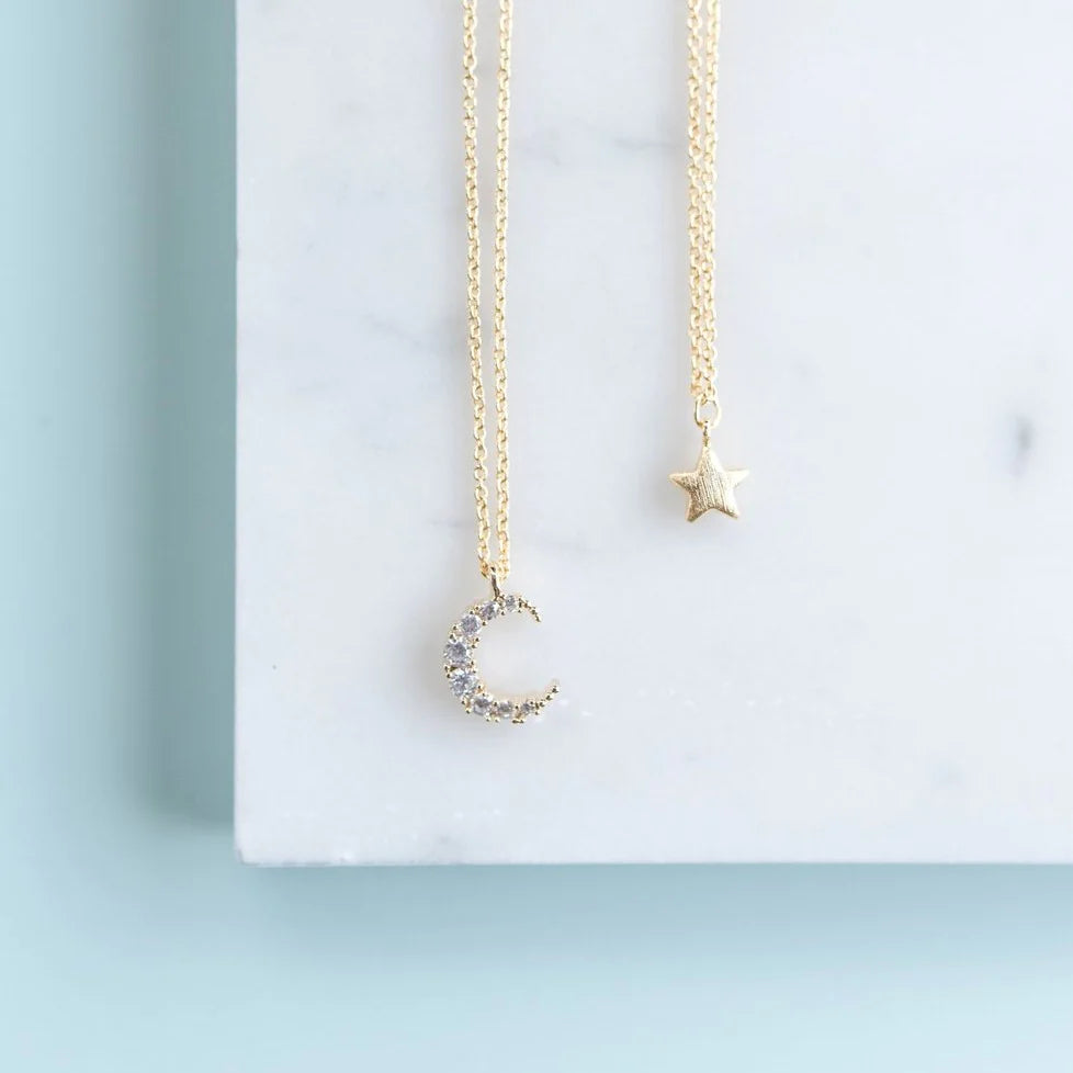 Helmsie Mama & Me Moon and Star Necklace Set