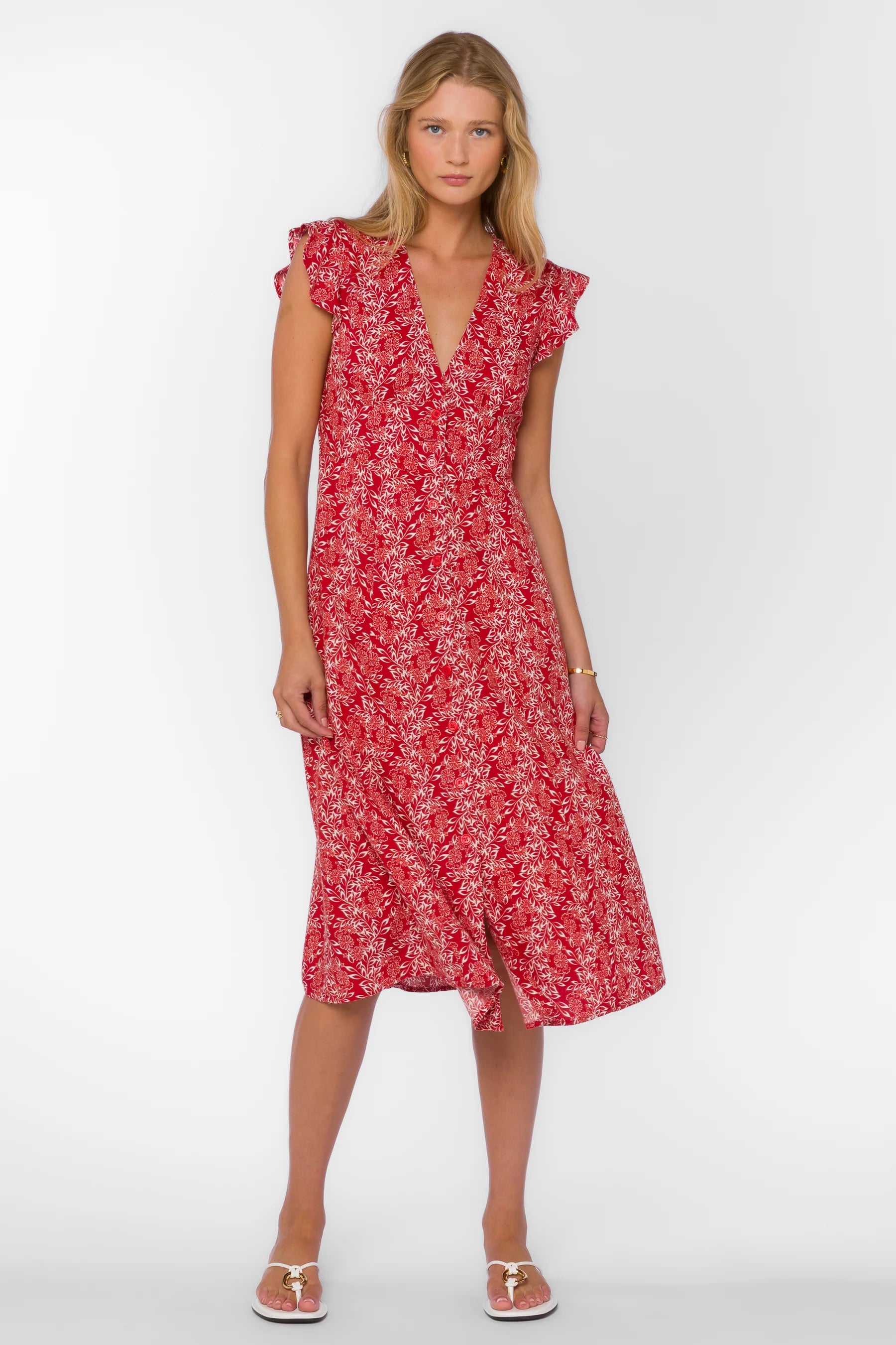GEM red floral sleeveless maxi dress summer boutique style