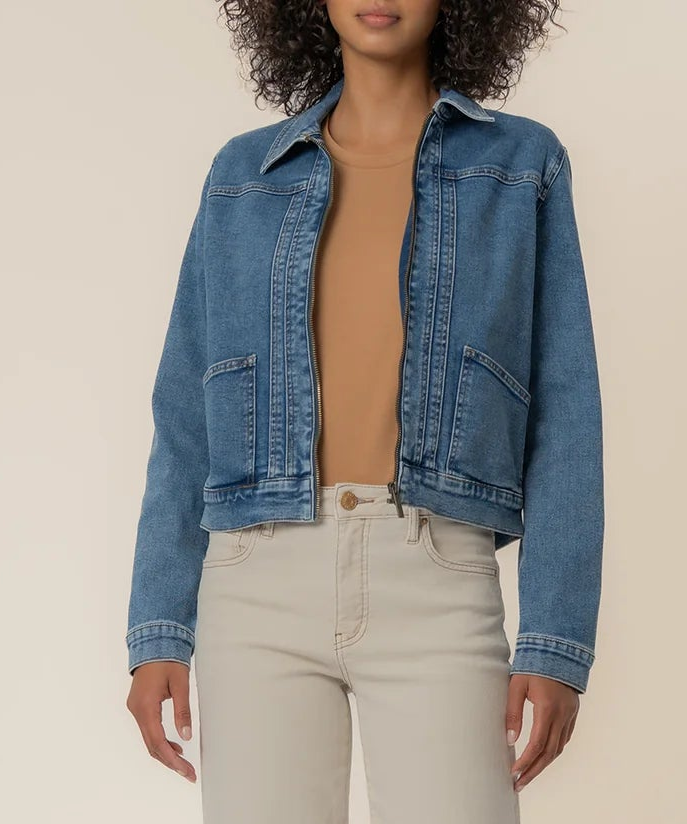 Genevieve Zip Front Jacket W/ Slant Pockets