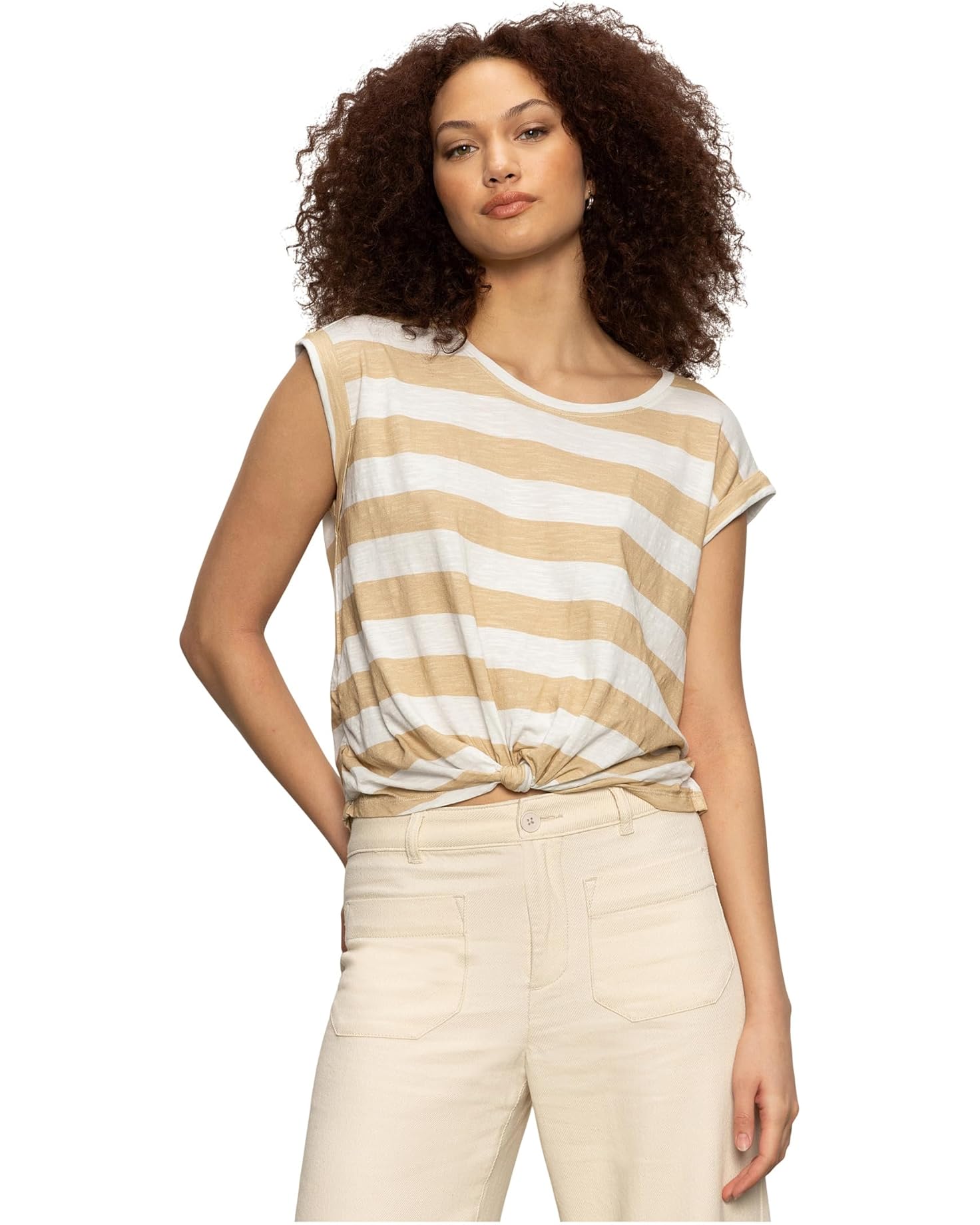 Knotted Muscle Tee, White Sand Stripe