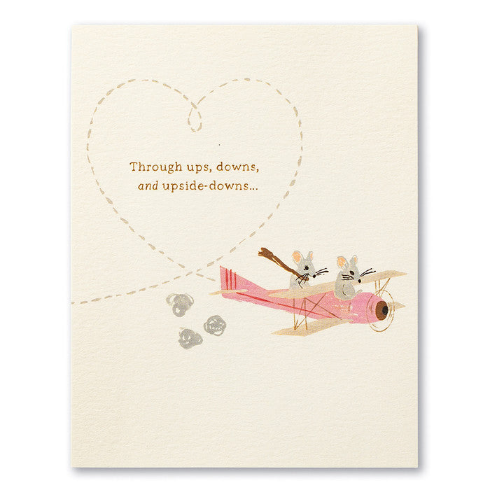 Through ups, downs, and upside-downs… greeting card